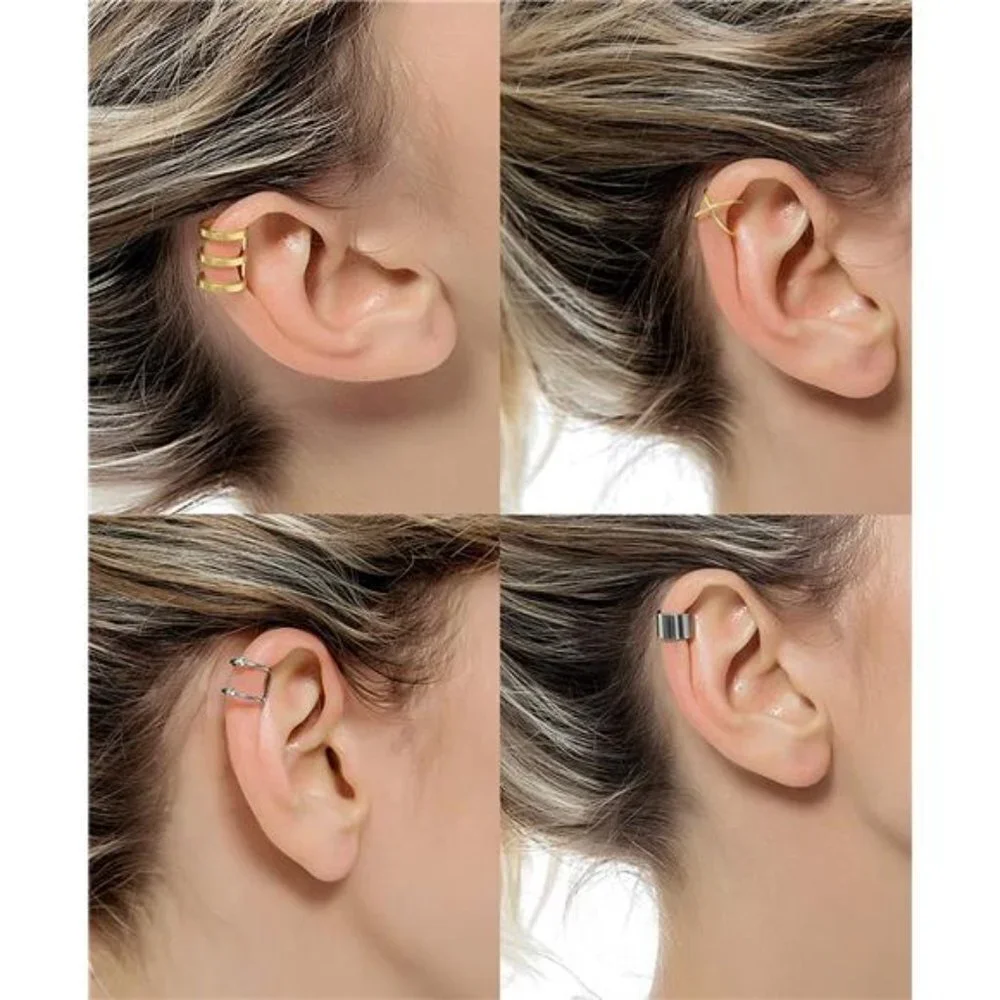 10 Pairs Stainless Steel Ear Cuff Helix Cartilage Clip On Wrap Earrings